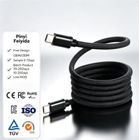 Câble de charge rapide USB C vers USB C magnétique enroulé, cordon de données Type-C, câble de charge portable en nylon tressé PVC pour ordinateur portable et téléphone