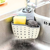 Organisateur d'Accessoires d'Évier de Cuisine avec Sangle Réglable, Égouttoir à Vaisselle, Support à Éponge, Crépine et Panier de Vidange