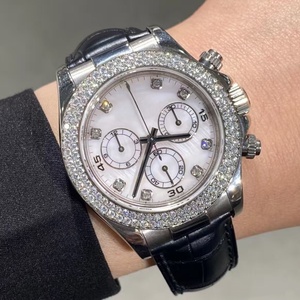 นาฬิกาแฟชั่นหรูหราสำหรับทุกเพศ นาฬิกาข้อมือเพชรหรูหรา สไตล์ธุรกิจที่สวมใส่สบาย สายหนัง นาฬิกาจักรกลสำหรับผู้ชาย - Product Image 2