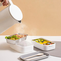 Boîte à lunch en acier inoxydable 304 sans BPA, à double niveau, micro-ondable, portable, avec compartiments, conteneurs de stockage alimentaire Bento, 2 compartiments