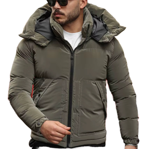Abrigo de Invierno para Hombre, Impermeable, con Capucha de Satén, Piel de Caballo Ecológica, Relleno de Plumón al 50%, Cierre de Cremallera, Abrigo Grueso - Product Image 1