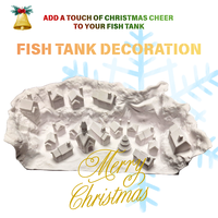 Décoration d'aquarium de Noël : Maison de Père Noël dans la neige, cachette et grotte pour poissons, pour la décoration de l'aquarium, abri pour poissons