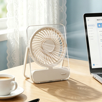 Ventilateur de table intelligent portable 1200 mAh à quatre vitesses, léger et ultra-fin avec support de bureau pour la maison
