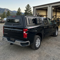 Auvent de camionnette en aluminium à profil bas avec panneaux relevables sur quatre côtés et porte-bagages pour Chevrolet Silverado 1500 2019+