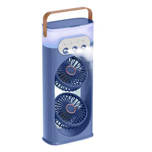 Ventilador de <span class=keywords><strong>Escritorio</strong></span> Recargable USB de Doble Cabezal con Control <span class=keywords><strong>Remoto</strong></span>, Función de Humidificación y Niebla de Hielo para Automóviles y Autocaravanas - Product Image 1