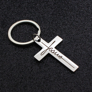 Porte-clés en acier inoxydable avec crucifix religieux, croix <span class=keywords><strong>de</strong></span> <span class=keywords><strong>la</strong></span> foi, <span class=keywords><strong>Jésus</strong></span>, cadeau <span class=keywords><strong>de</strong></span> prière chrétienne, breloque, accessoires <span class=keywords><strong>de</strong></span> bijoux - Product Image 4