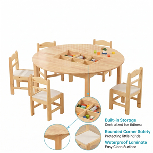 Ensemble table et chaise en bois pour salle de classe, mobilier préscolaire, maternelle, garderie, espace d'apprentissage, équipement scolaire - Product Image 2