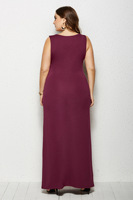 Robe longue décontractée pour femme grande taille, sans manches, taille empire, coupe droite, col carré, couleur unie