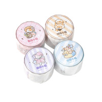 1 Rollo de Cinta Adhesiva Decorativa con Diseño de Gatitos Suaves de la Serie Nube, Adorables Pegatinas con Patrones de Dibujos Animados de Gatos para Decoración de Cuadernos y Sellado