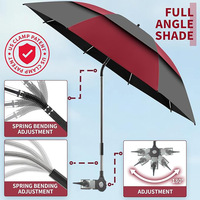 Parapluie manuel d'extérieur transfrontalier pour fauteuil roulant, double auvent, coupe-vent, protection UV, parapluie droit à long manche pour plage et parc