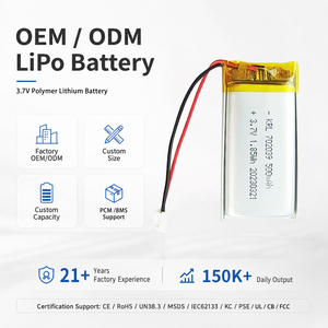OEM ODM 500mAh 702039 Platte Lipo Pouch Cel Stabiele Ontlading Aangepaste Oplossing Voor Slimme Sloten Toegangscontrole Polymeer Batterij - Product Image 1