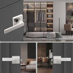 Serrure de porte carrée à levier avec cylindre de confidentialité pour chambre et salle de bain, quincaillerie de porte intérieure - Product Image 6