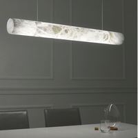 Lustre LED moderne de luxe, décoratif, en marbre et en laiton, suspension pour plafond haut, en albâtre naturel, colonne circulaire moderne