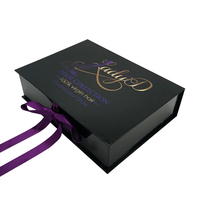 Boîte d'emballage magnétique en carton noir de luxe pour perruques et extensions capillaires, grand format, personnalisable avec logo, vente en gros
