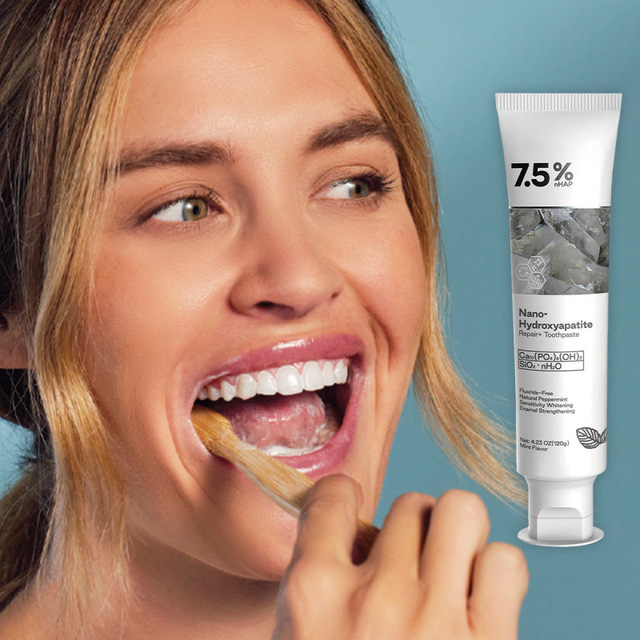 Herbal Nano-Hydroxyapatite Toothpaste 7.5% NHAP Cool Mint Fluoride-Free Enamel Protection Stain Tartar Cleaning Sensitive Teeth