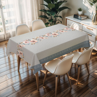 Nappe carrée anti-rayures à motif floral vert clair RNPT, nappe rectangulaire anti-poussière, couvre-table pour fête et événement