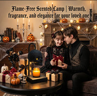 Lampe Chauffe-Cire Électrique Noire Gothique Crâne d'Halloween, à Intensité Réglable et Minuteur, Lampe d'Aromathérapie Sans Flamme