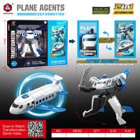 QS Figurine Robot Avion Transformable 2-en-1 Jouet de Déformation Flexible avec Carte à Gratter pour Enfants 6+