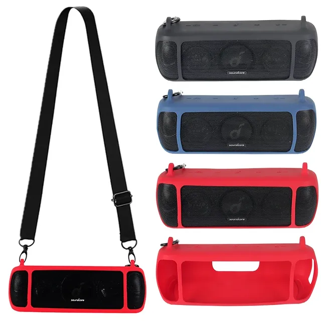 Speaker Silicone Case for Anker Soundcore Motion+ Travel Carrying Protective with Shoulder Strap and Carabiner