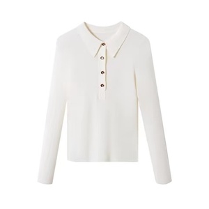 Polo de <span class=keywords><strong>lana</strong></span> <span class=keywords><strong>merino</strong></span> fino de primavera para <span class=keywords><strong>mujer</strong></span>, suéter de Cachemira de punto de manga larga coreano personalizado para <span class=keywords><strong>mujer</strong></span> - Product Image 4