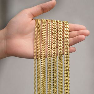 Collier gourmette Miami Cuban Link en acier inoxydable plaqué or rose véritable 14 carats, plaqué or, coupe diamant, 3/5/6/8 mm, pour hommes et femmes - Product Image 4