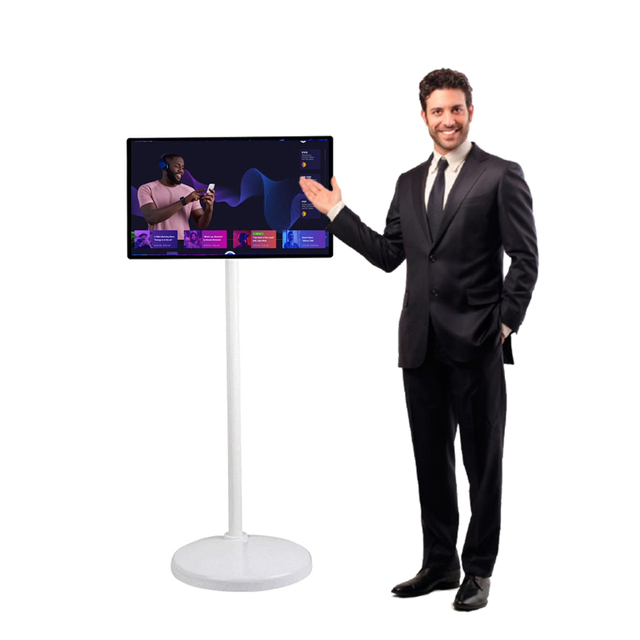 22 Inch Portable LCD Display Android 13 Mini Smart TV with Wireless Touch Screen for Outdoor Fitness Battery-Powered