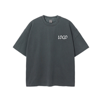 Camiseta de Algodón 100% para Hombre, Ecológica, Transpirable, con Hombros Caídos, Lavado Ácido, Cuello Vintage, Oversize, Lisa, con Transferencia Térmica, Venta al por Mayor