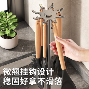 Rotating Hook Spatula <b>Rack</b> Multi Functional Countertop <b>Kitchen</b> Utensil Storage <b>Rack</b> 360 Degree Smooth Rotation - Product Image 3