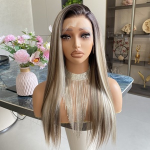 Pelucas de Fibra Futura a Precio de Fábrica, Color Marrón con Reflejos, Sintéticas, 13x4, Transparentes, HD, Sin Pegamento, Línea de Cabello Natural, Lisas y Sedosas - Product Image 2