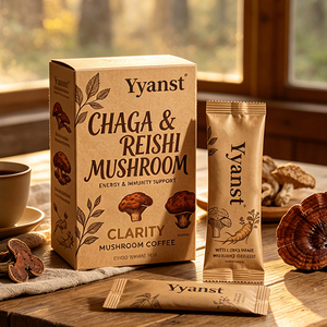Café de Hongos Silvestres Puros Chaga, Reishi y Melena de León, 10g*10 Sobres, Caja de Papel Kraft, Para Energía, Inmunidad y Claridad Mental, Venta al por Mayor OEM - Product Image 2
