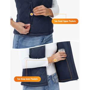 Chaleco Acolchado para Mujer Rdruko, Chaqueta de Invierno Ligera y Cálida sin Mangas, Cuello Alto con Bolsillos - Product Image 5