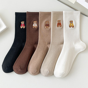 High Quality Casual Embroidery White Crew <strong>Socks</strong> Women <strong>Bear</strong> Pattern Cute <strong>Teddy</strong> <strong>Socks</strong> Animal Cotton Embroidered <strong>Socks</strong> - Product Image 2