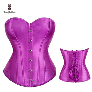 High Quality Cheap Plain Satin Blue Overbust <strong>Corset</strong> Tops for <strong>Woman</strong> - Product Image 4