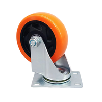 Moyennes roulettes orange pivotantes de 4 pouces pour usage mobilier Roues universelles en plastique PVC Roulettes rotatives à plaque galvanisée
