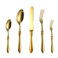 Ensemble de couteaux et fourchettes de style occidental en acier inoxydable 304, design moderne, polissage miroir, manches en forme de gourde, pour les dîners de steak à l'hôtel