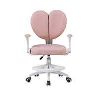 Chaise d'étude ergonomique pour enfants, dossier double en forme de cœur, hauteur réglable, chaise pivotante pour enfants avec accoudoirs rabattables
