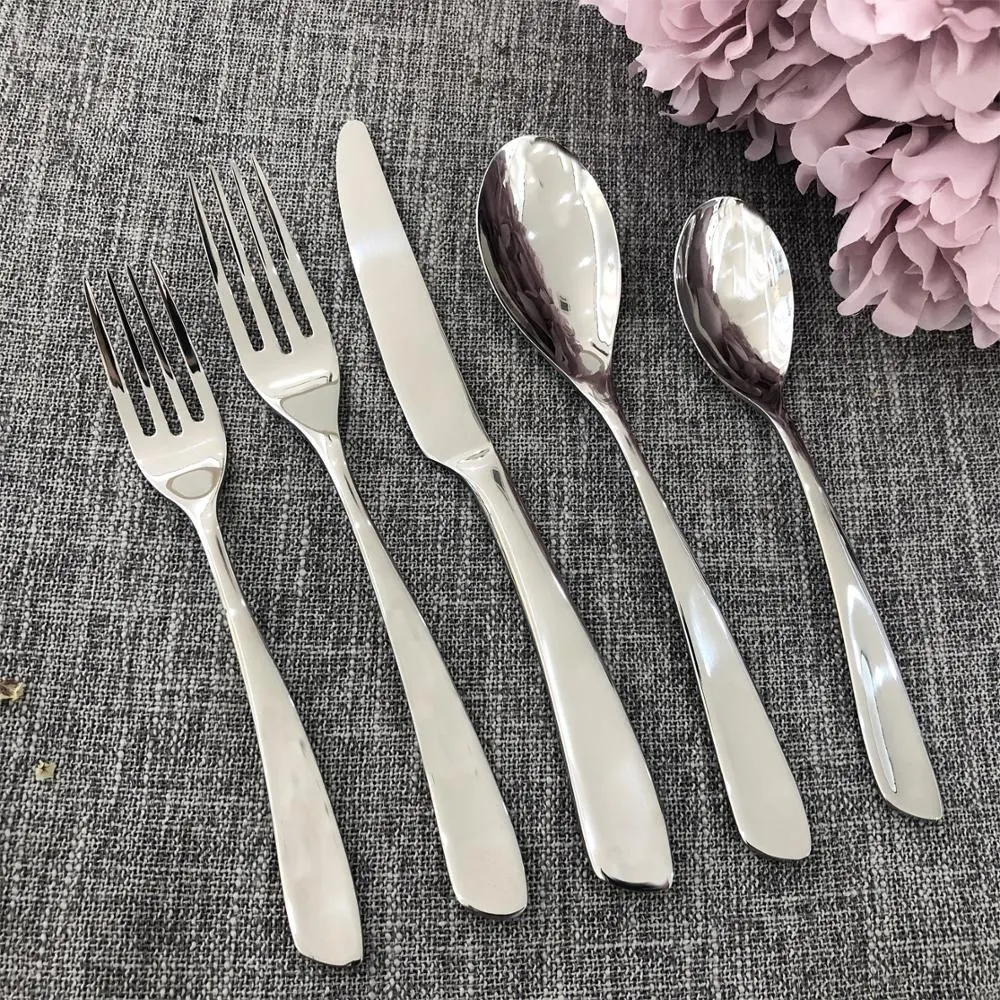 High Quality Kitchen Silverware Manufacturer Silver Flatware Mirror Polished Stainless Steak Cutlery Set