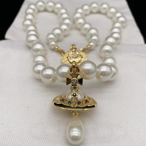 Collar de Perlas en Forma de Gota de Agua, Diseño Retro Nana, Chapado en Oro, para Mujer, Estilo Moderno, Joyería de Aniversario - Product Image 2