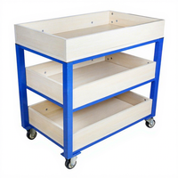 Chariot de bibliothèque mobile en bois et métal de haute qualité avec 3 étagères et roulettes pour équipement scolaire