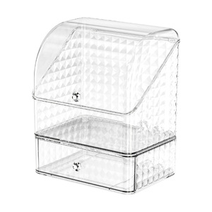 Cosmetic Storage Box Makeup Organizer Dustproof Desktop <b>Skincare</b> <b>Holder</b> With Drawer Modern Design Creamy White 3-6L - Product Image 5