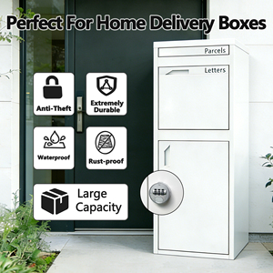 Boîte à <span class=keywords><strong>colis</strong></span> sécurisée en métal WELDON, étanche, avec autocollants d'adresse personnalisés, boîte aux lettres pour <span class=keywords><strong>colis</strong></span> autoportante pour usage professionnel - Product Image 3