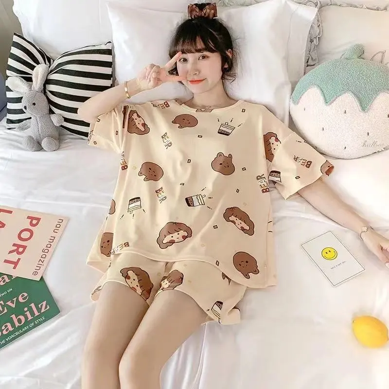 Kadınlar için yeni stil pijama karikatür pijama uzun pantolon uzun kollu bahar sonbahar Loungewear yetişkin moda ev tekstili iç çamaşırı