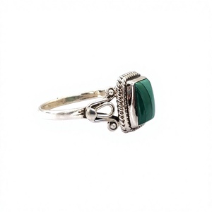 Bagues rectangulaires Malachite argent 925 7x9mm pour hommes et femmes - Product Image 2