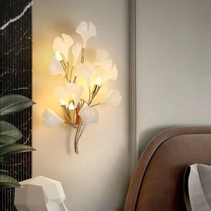 Applique murale acrylique moderne Offre Spéciale feuille de Ginkgo fond décoratif créatif allée hôtel chambre lampes murales de chevet - Product Image 3