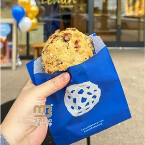 Individuell bedruckter Gebäck-Donut-Verpackungsbeutel Bäckerei Lebensmittelqualität fettdichter Wachs-Brieftasche für Plätzchen Brot Bagel zum Mitnehmen Papiertüte für Donut