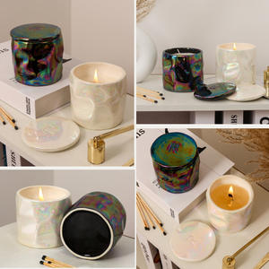 Juego de Portavelas de Cerámica Retro con Tapa, Diseño con Acabado Perlado, Ecológico, Regalo para Decoración del Hogar DF1722 - Product Image 5