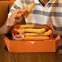 Boîtes à churros sur mesure en matériau recyclé, design simple, pliables, grande capacité, qualité alimentaire, sûres pour les churros