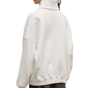 Sudadera con media cremallera y logotipo bordado personalizado 100% algodón Terry Sports Heavyweight Mock Neck Sudadera Mujer - Product Image 5