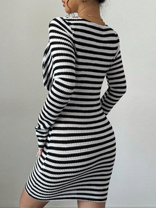 IStapromo Gifts Cadeaux de bienvenue Robe longue moulante élégante à manches longues pour filles, style club sexy, côtelée, écologique, faite à la main - Product Image 5