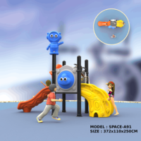 Équipement de jeu extérieur pour jeunes enfants : Toboggan ondulé orange à thème dessin animé, avec décoration goutte d'eau et toboggan courbé en forme de feuille, pour petit jardin